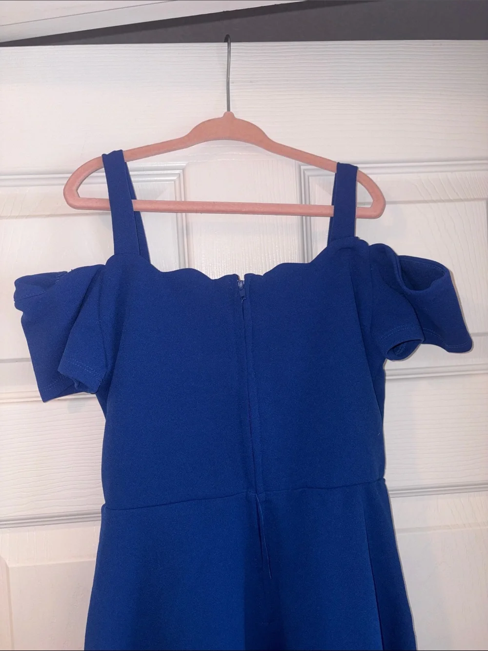 Rare Editions Royal Blue Off-Shoulder Fit & Flare Dress